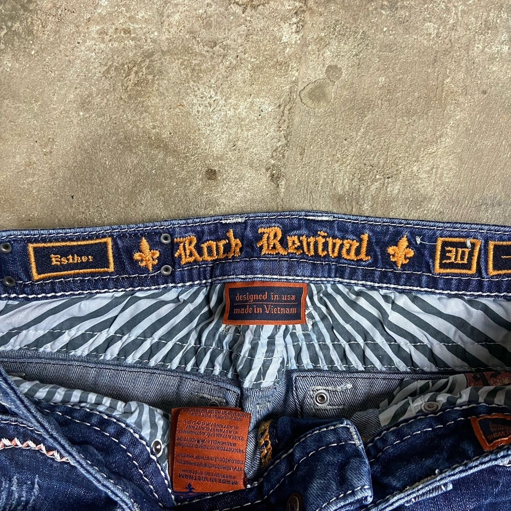 Vintage Y2K Rock Revival Esther Jeans Women's Size 30 Mid Rise Boot Cut - Picture 3 of 11